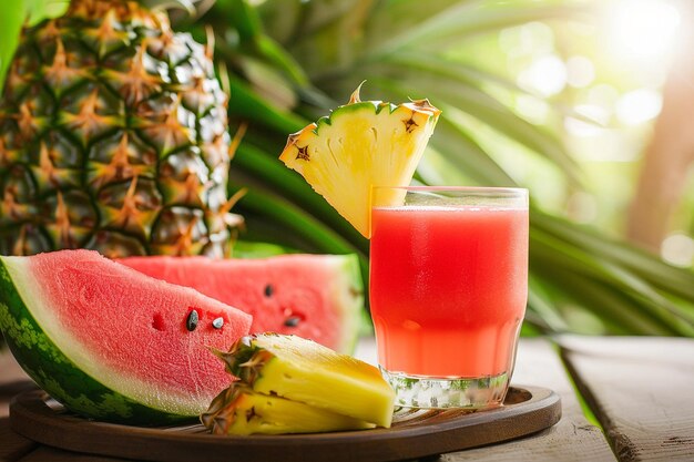 Juice with watermelon and pineapple